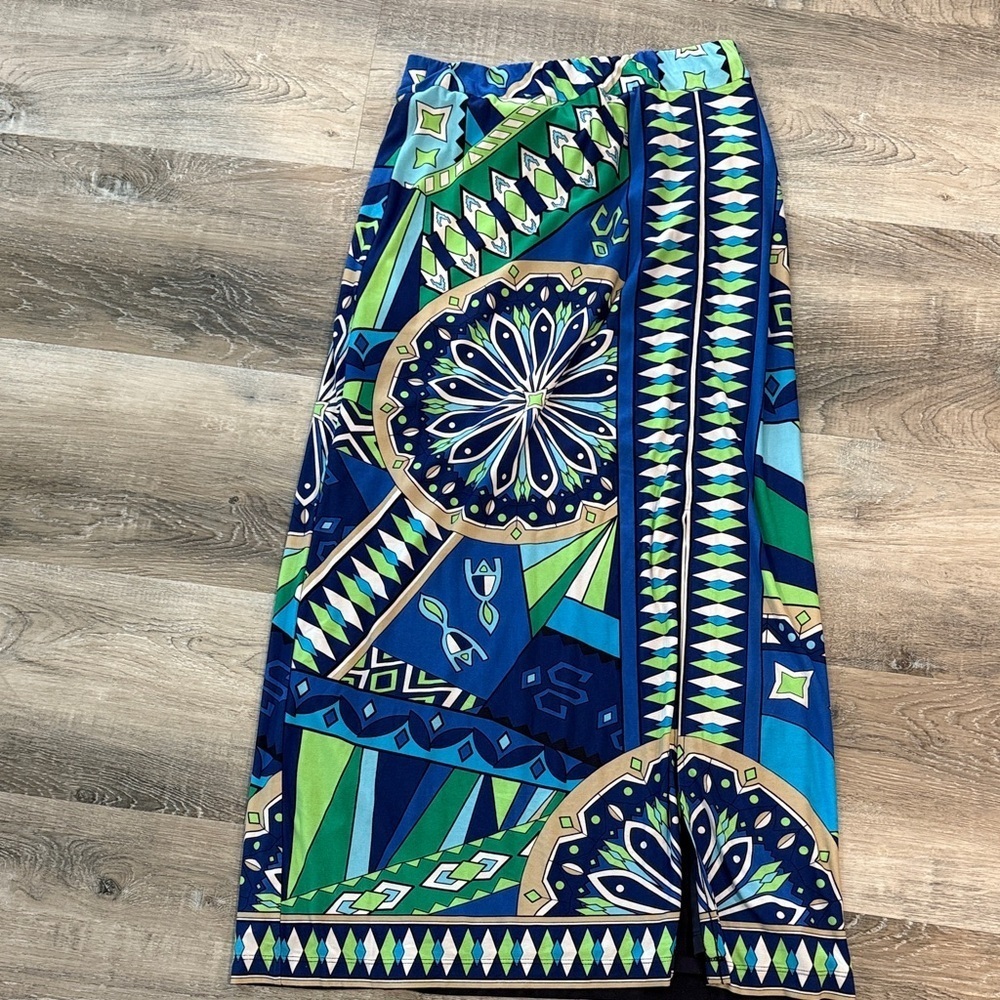 Chicos Geometric Blue and Green Women's Skirt sz s